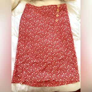 Sézane Midi Wrap Red Floral Skirt